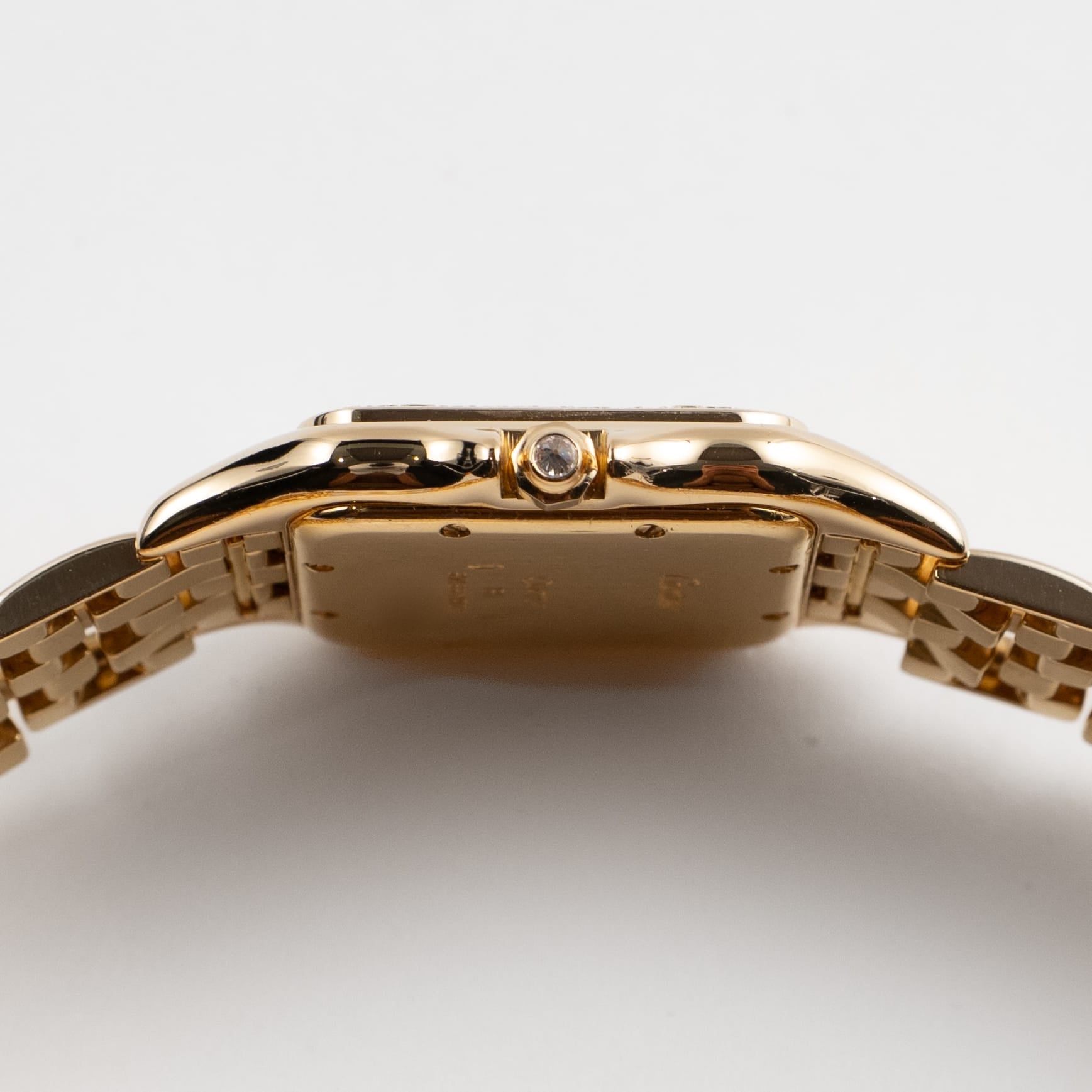 Cartier Panthere 883969 'Ladies' Midsize Yellow Gold White Dial Diamond Bezel Quartz
