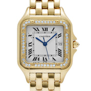 Cartier Panthere 883969 'Ladies' Midsize Yellow Gold White Dial Diamond Bezel Quartz