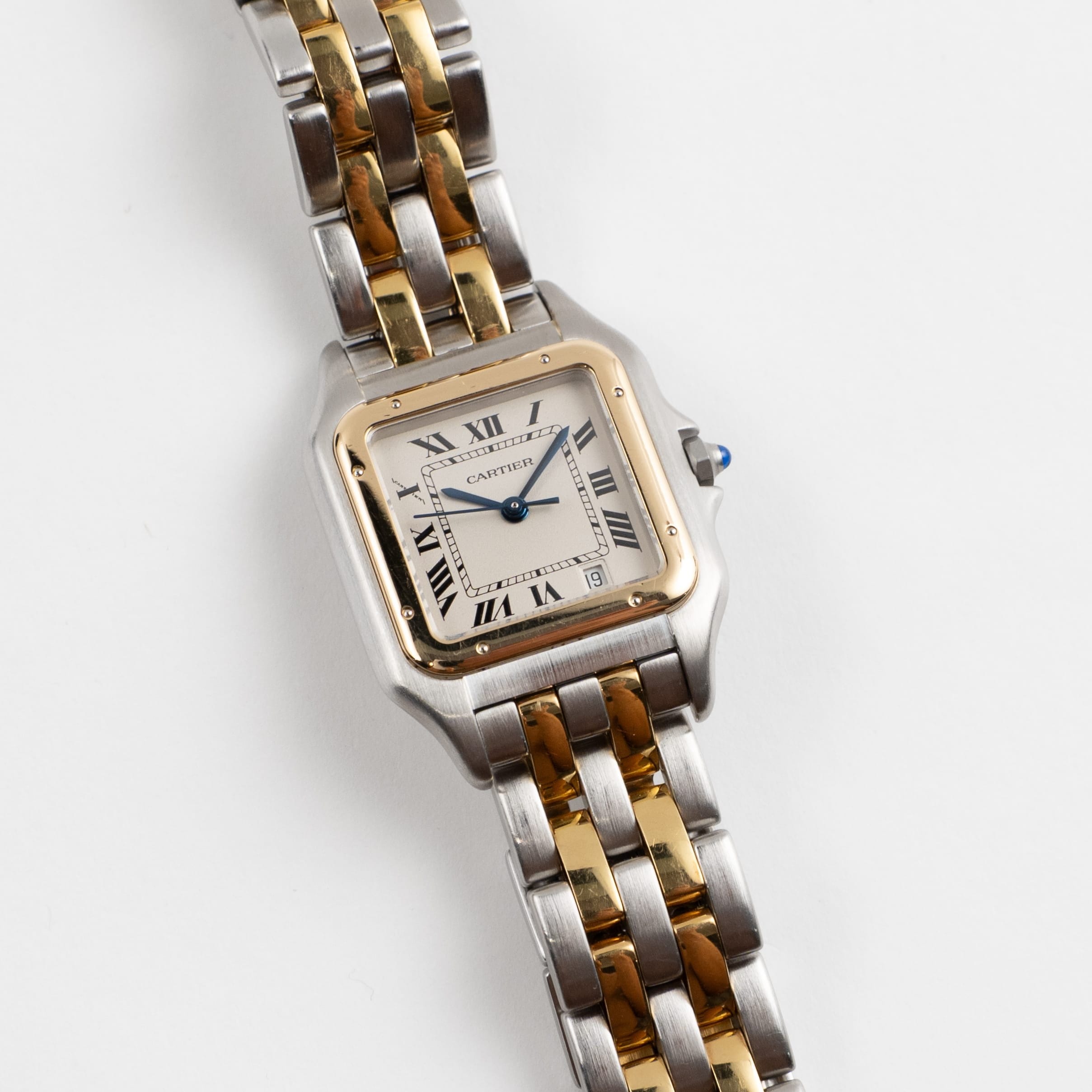 Cartier Panthere W250285E 'Ladies' Two Row Midsize Stainless Steel Yellow Gold White Dial Quartz