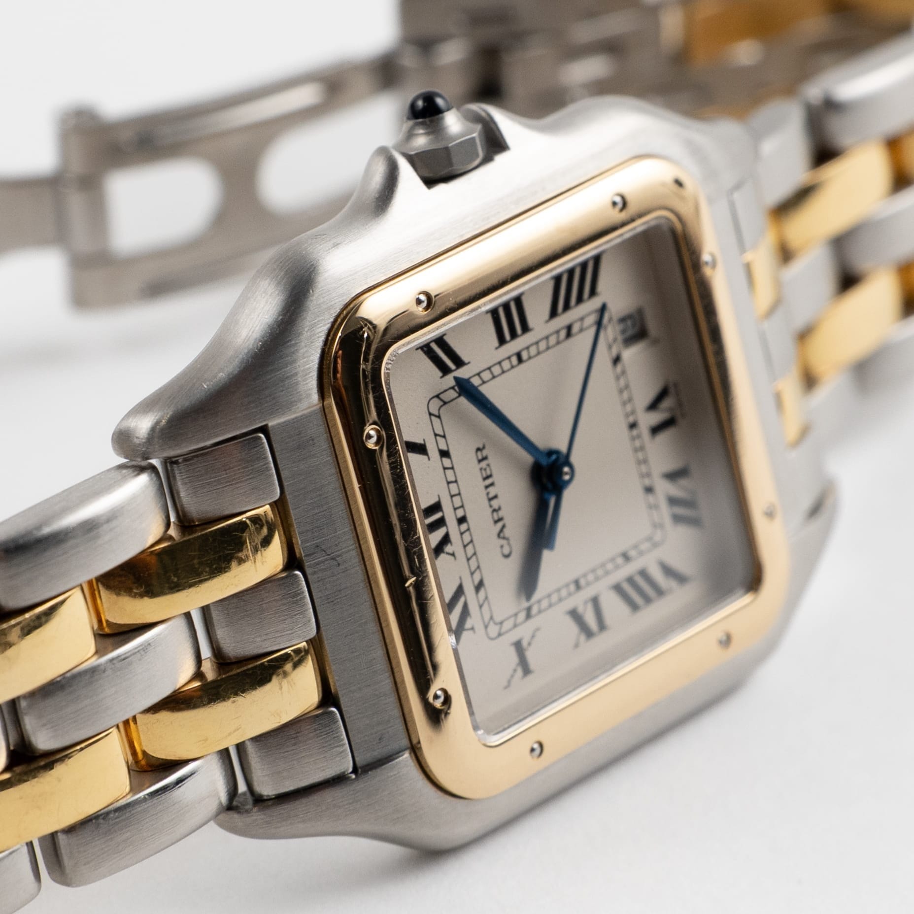 Cartier Panthere W250285E 'Ladies' Two Row Midsize Stainless Steel Yellow Gold White Dial Quartz