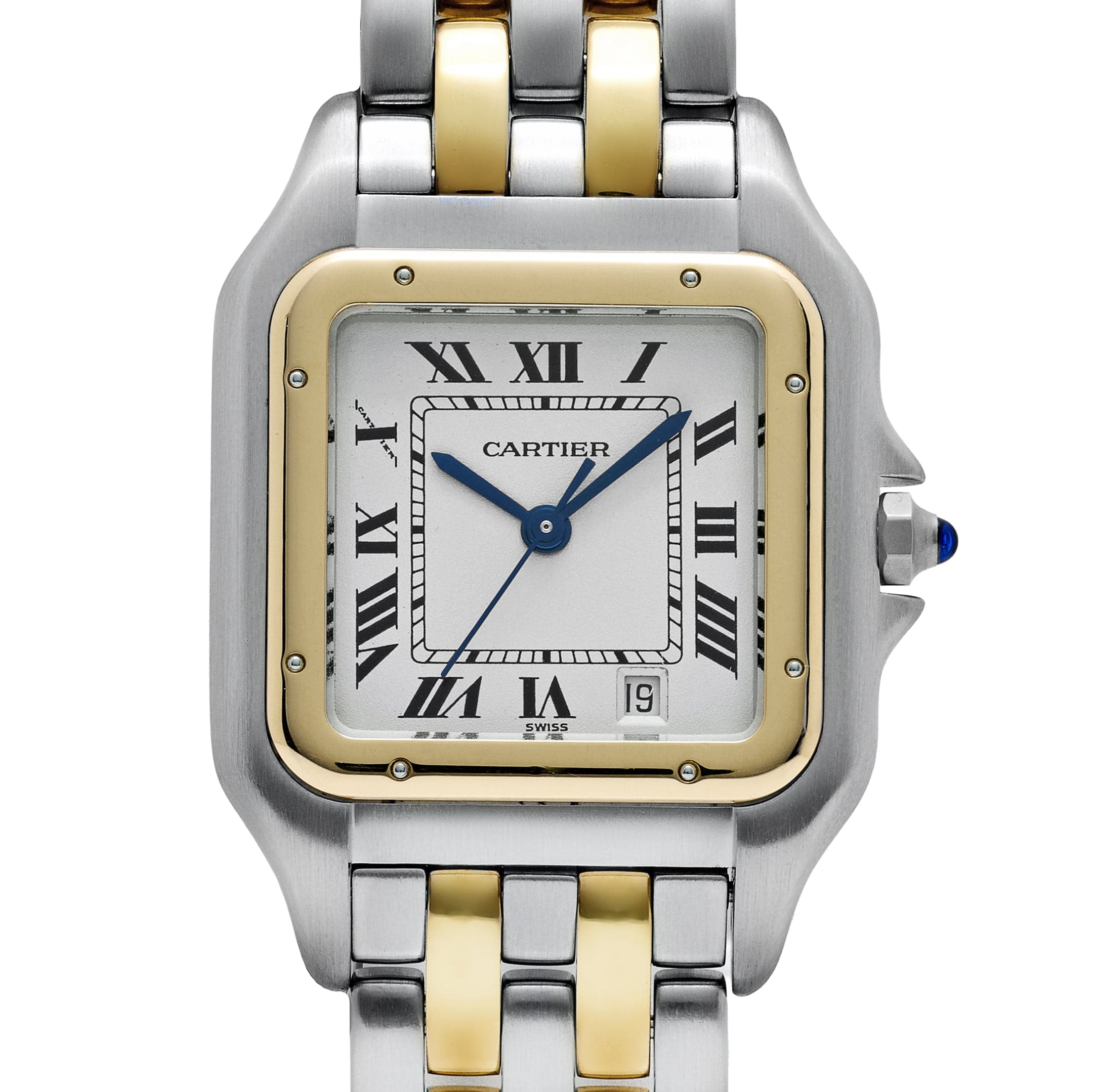 Cartier Panthere W250285E 'Ladies' Two Row Midsize Stainless Steel Yellow Gold White Dial Quartz