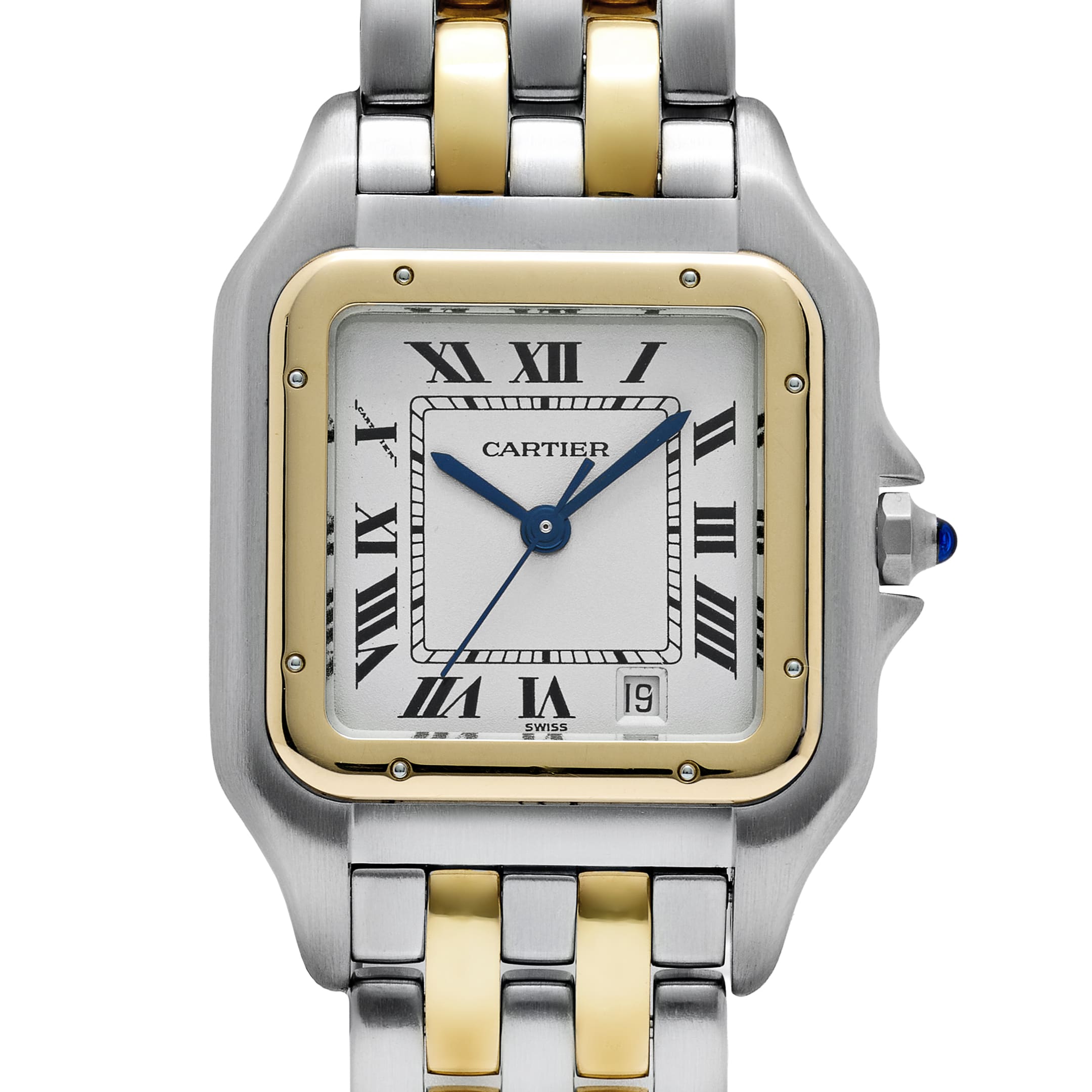 Cartier Panthere W250285E 'Ladies' Two Row Midsize Stainless Steel Yellow Gold White Dial Quartz