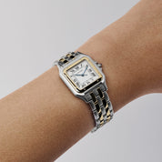 Cartier Panthere W250285E 'Ladies' Two Row Midsize Stainless Steel Yellow Gold White Dial Quartz