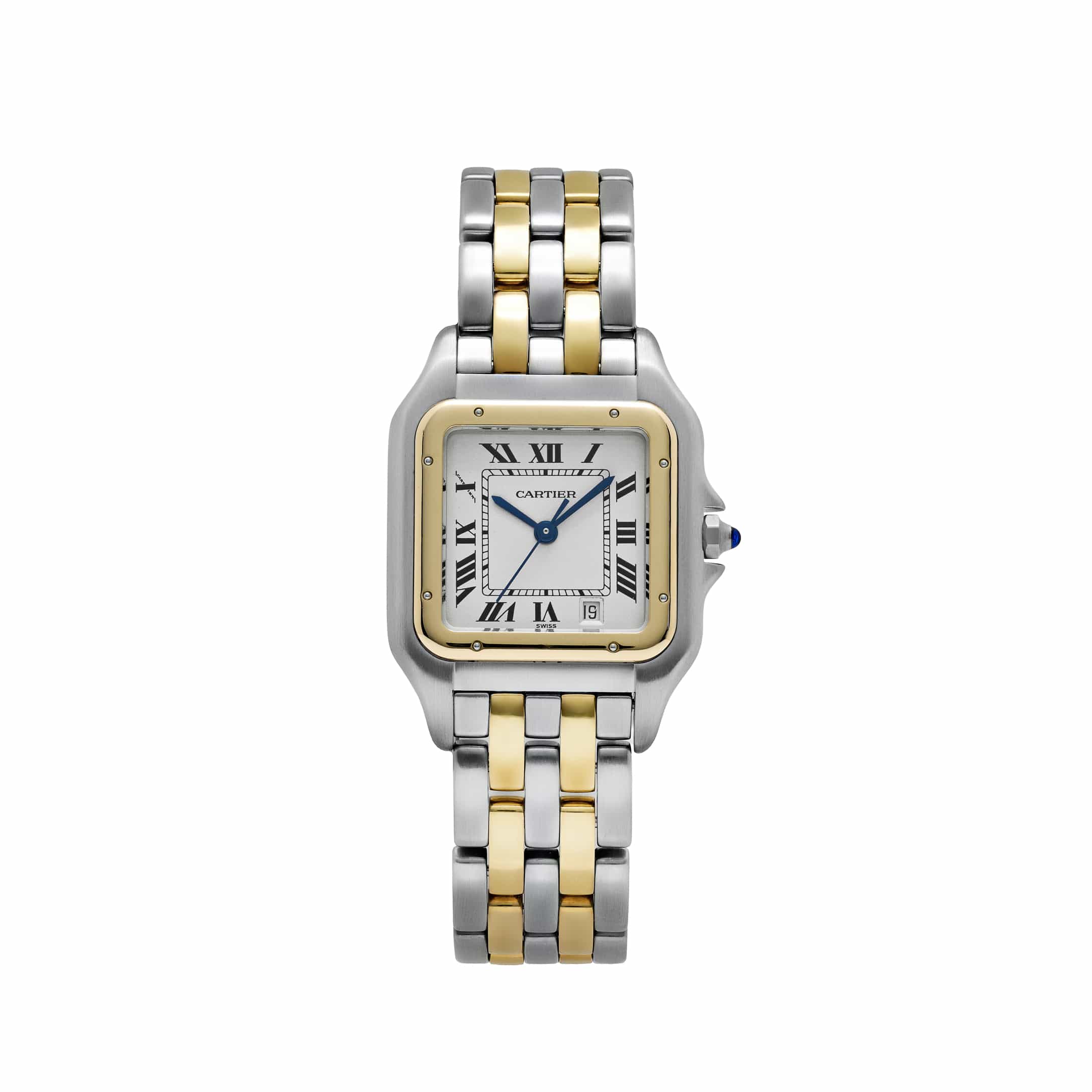 Cartier Panthere W250285E 'Ladies' Two Row Midsize Stainless Steel Yellow Gold White Dial Quartz