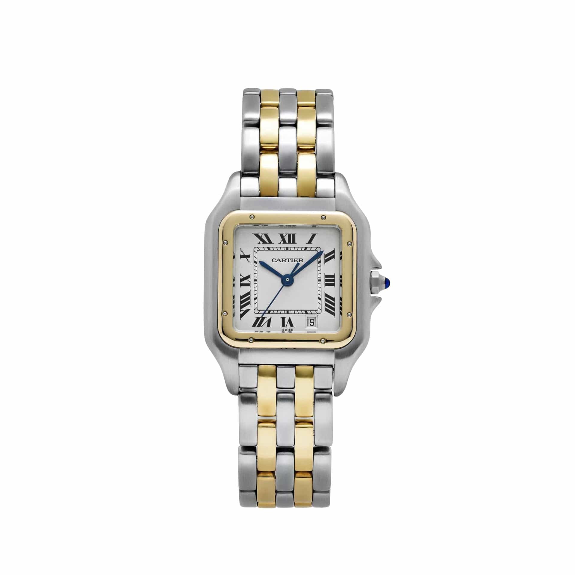 Cartier Panthere W250285E 'Ladies' Two Row Midsize Stainless Steel Yellow Gold White Dial Quartz