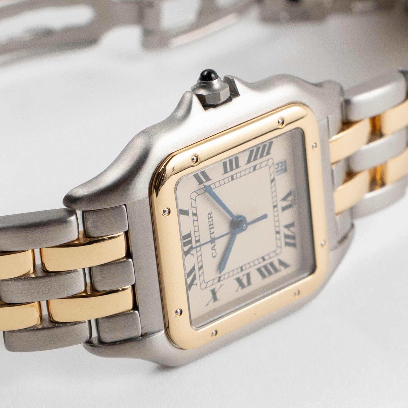 Cartier Panthere W25029B6 'Ladies' Two Row Stainless Steel Yellow Gold White Dial Quartz