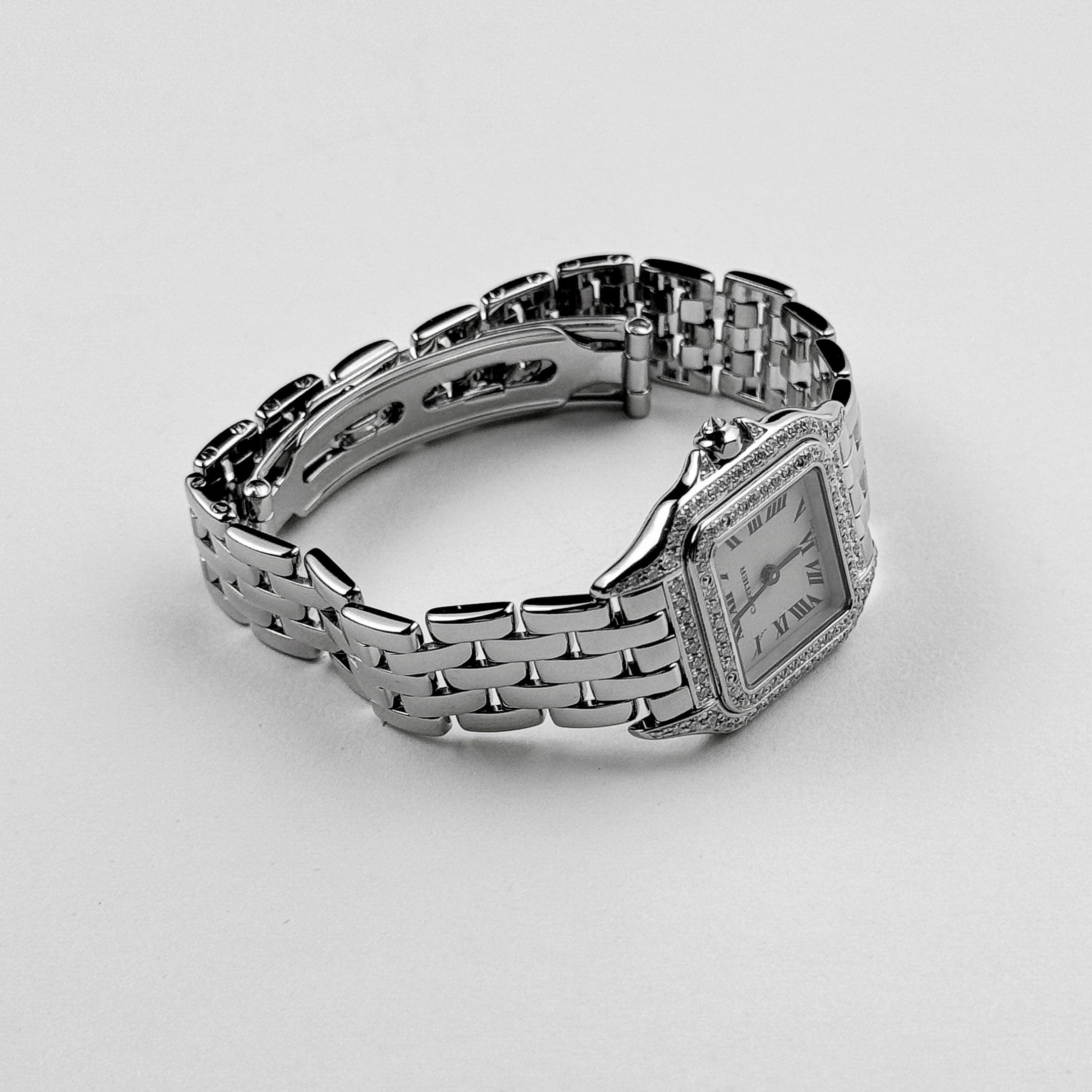 Cartier Panthere WF3091F3 'Ladies' White Gold White Dial Diamond Bezel