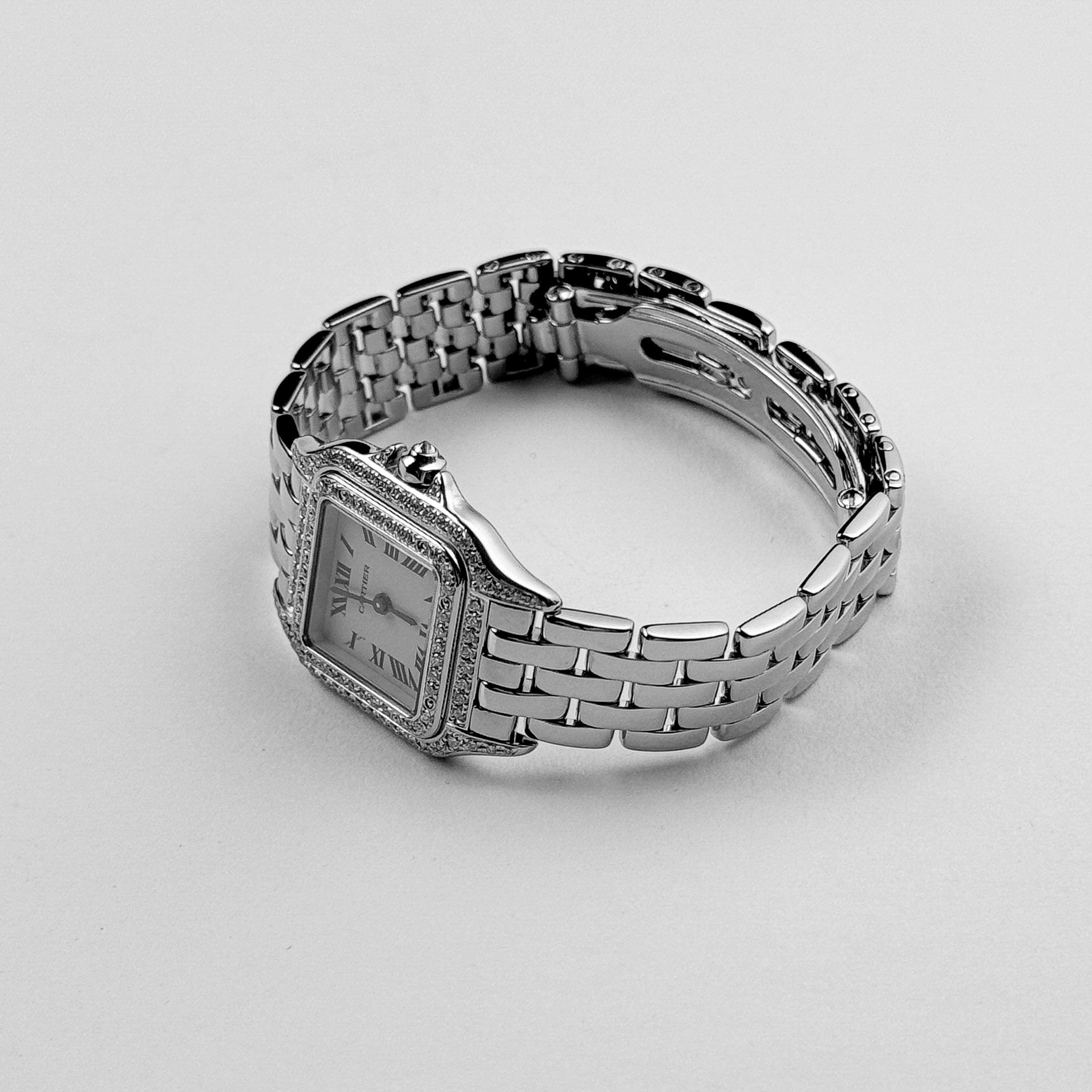 Cartier Panthere WF3091F3 'Ladies' White Gold White Dial Diamond Bezel