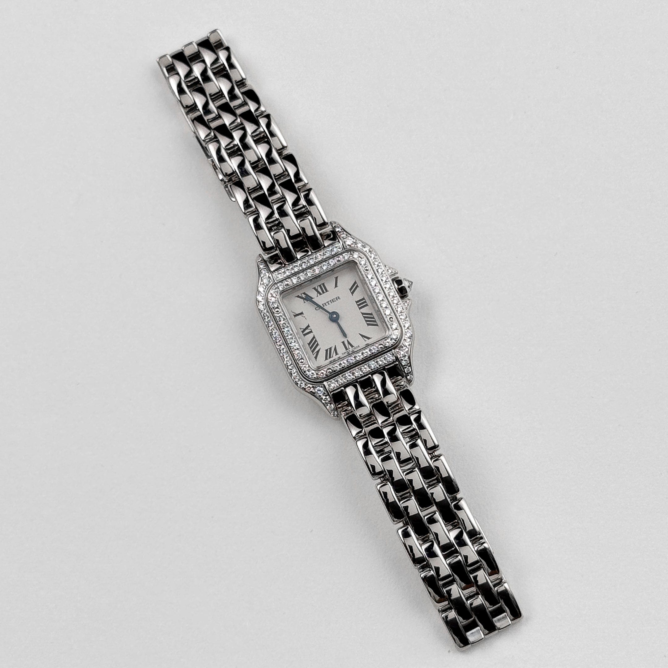 Cartier Panthere WF3091F3 'Ladies' White Gold White Dial Diamond Bezel