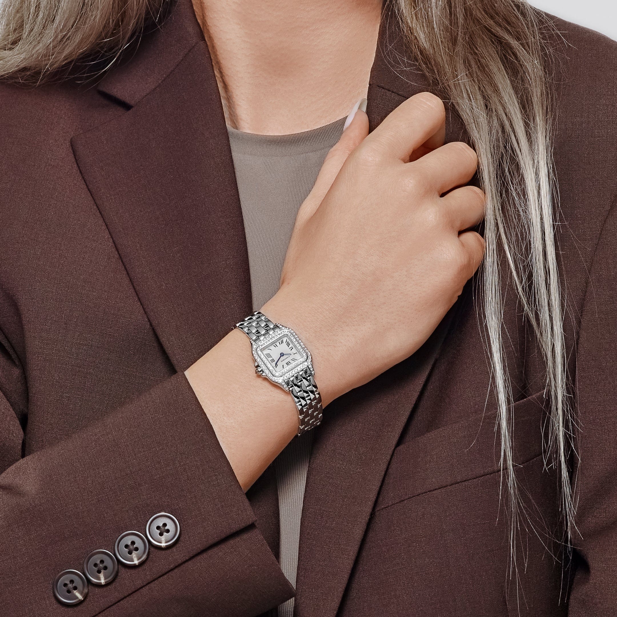 Cartier Panthere WF3091F3 'Ladies' White Gold White Dial Diamond Bezel