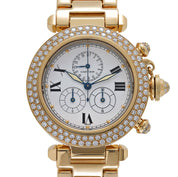 Cartier Pasha Chronograph W3004251 'Ladies' Yellow Gold White Dial Diamond Bezel Quartz