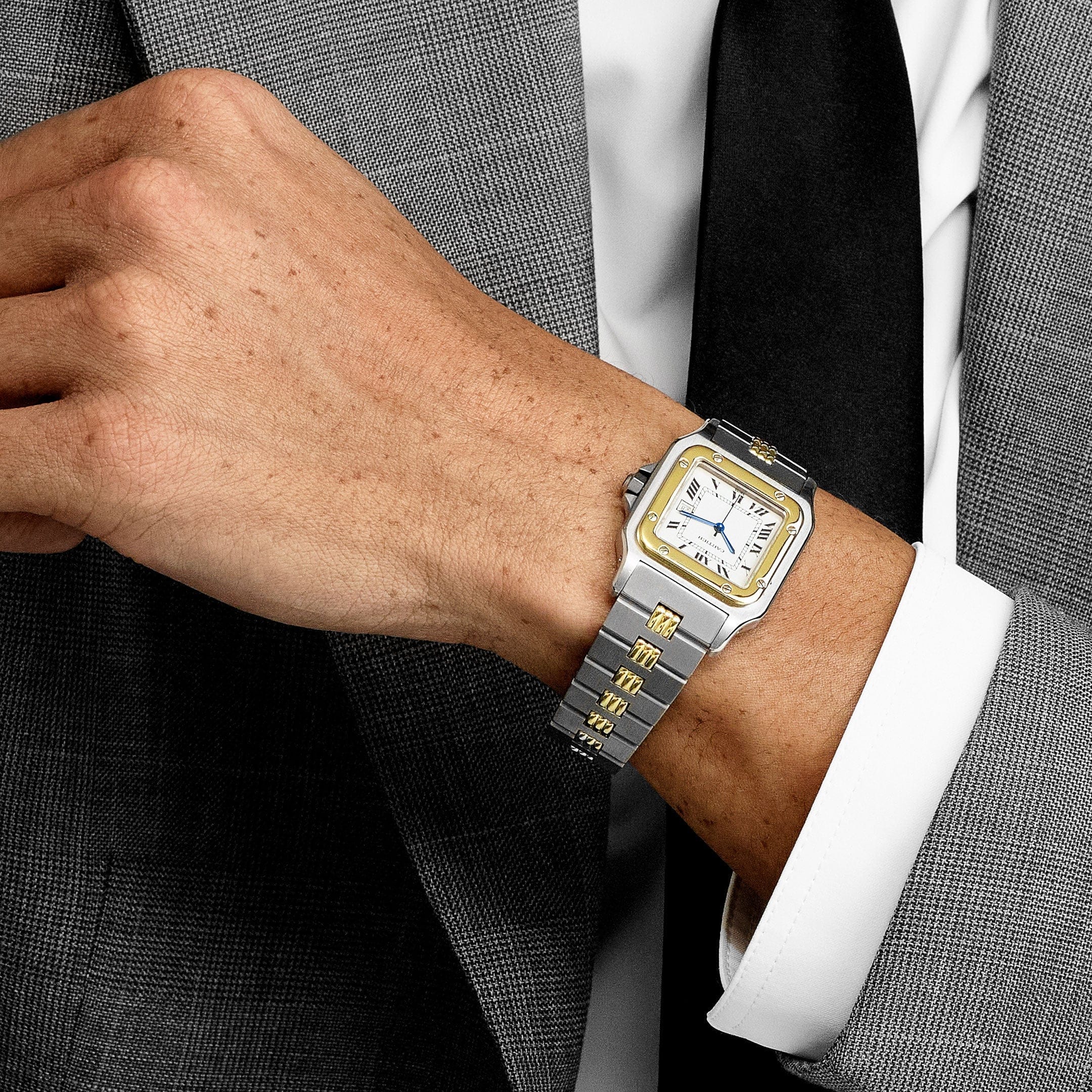 Cartier Santos Carrée 2961 Yellow Gold Stainless Steel White Dial
