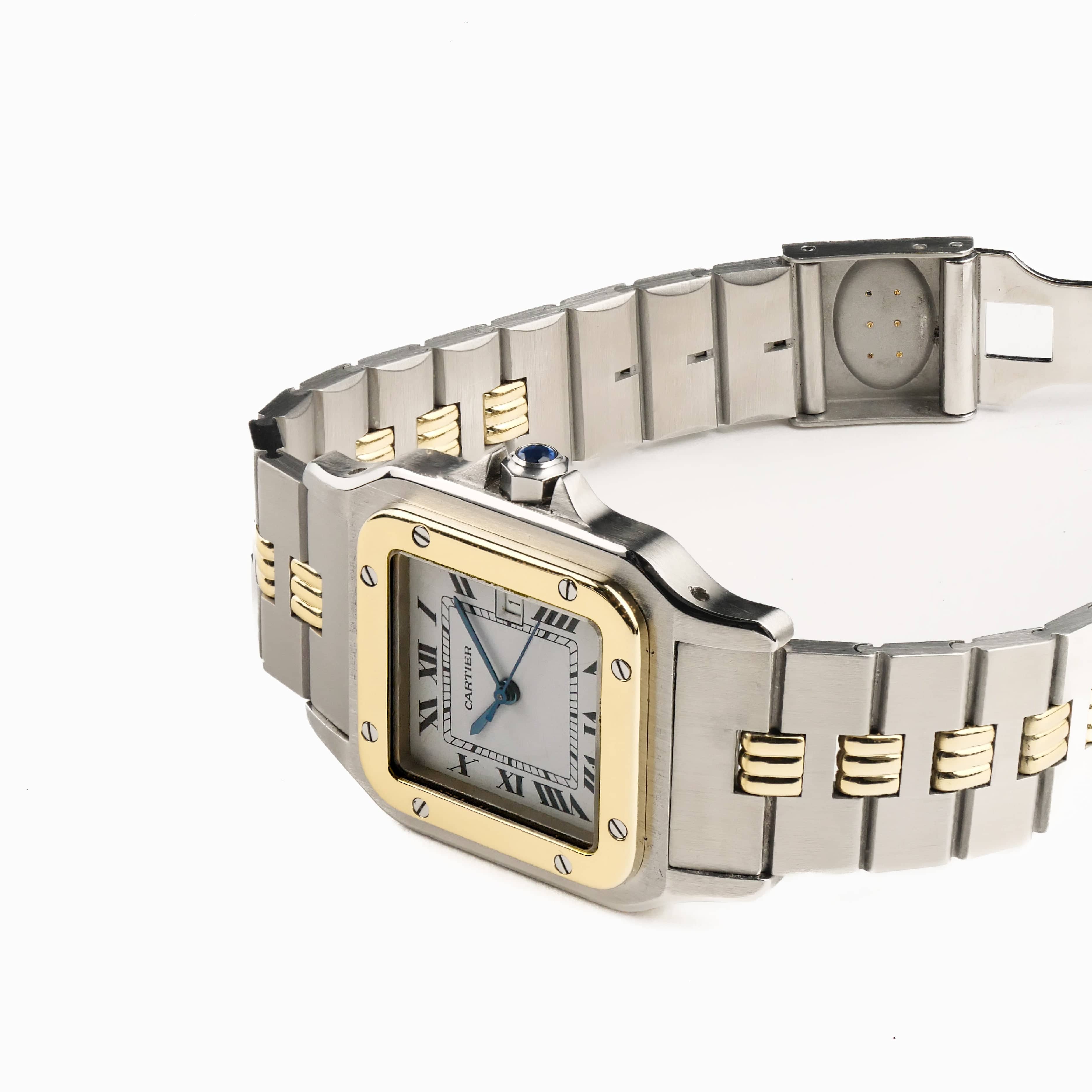 Cartier Santos Carrée 2961 Yellow Gold Stainless Steel White Dial