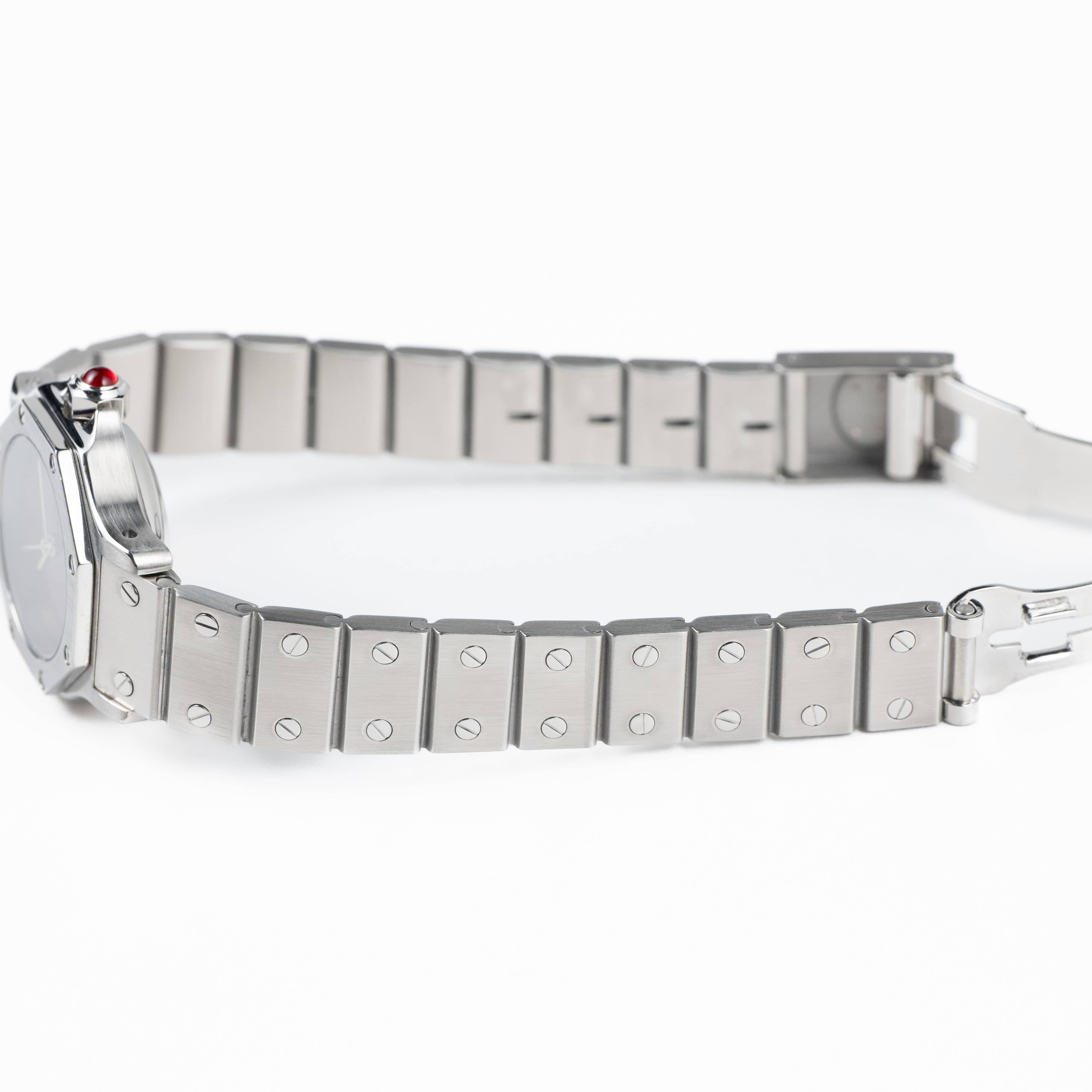 Cartier Santos Octagon 0906 Stainless Steel Burgundy Dial Quartz