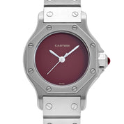 Cartier Santos Octagon 0906 Stainless Steel Burgundy Dial Quartz