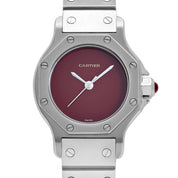 Cartier Santos Octagon 0906 Stainless Steel Burgundy Dial Quartz