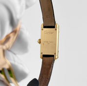 Cartier Tank Allongée 1380 Yellow Gold Ivory Dial Diamond Bezel Quartz
