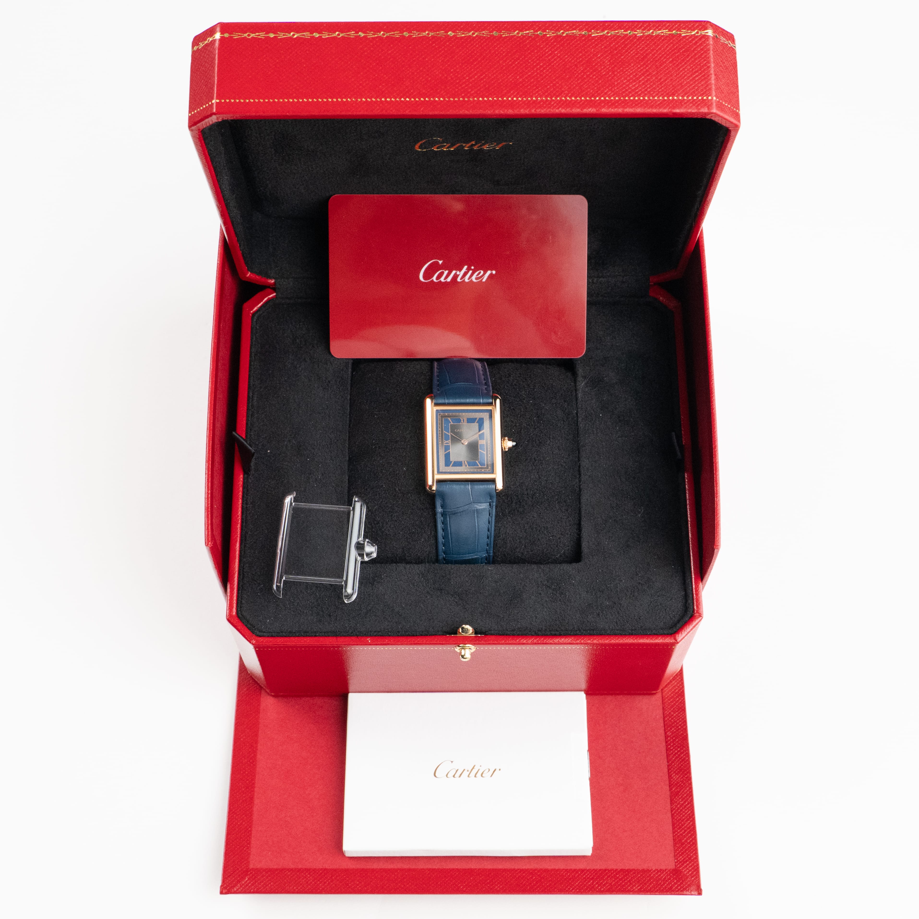 Cartier Tank Louis LM WGTA0058 Rose Gold Silvery-Blue Dial (2022)