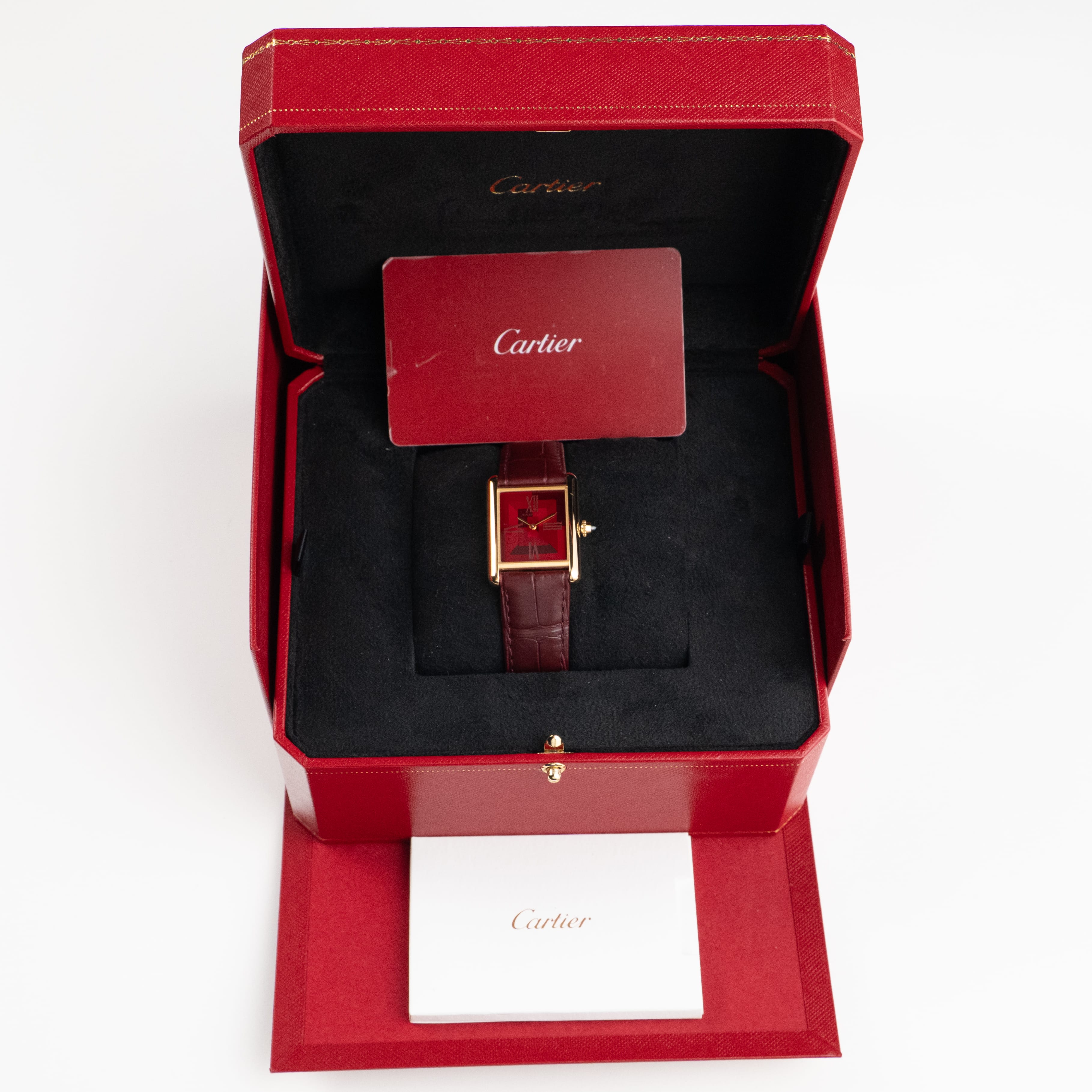 Cartier Tank Louis LM WGTA0093 Yellow Gold Red Dial (2022)