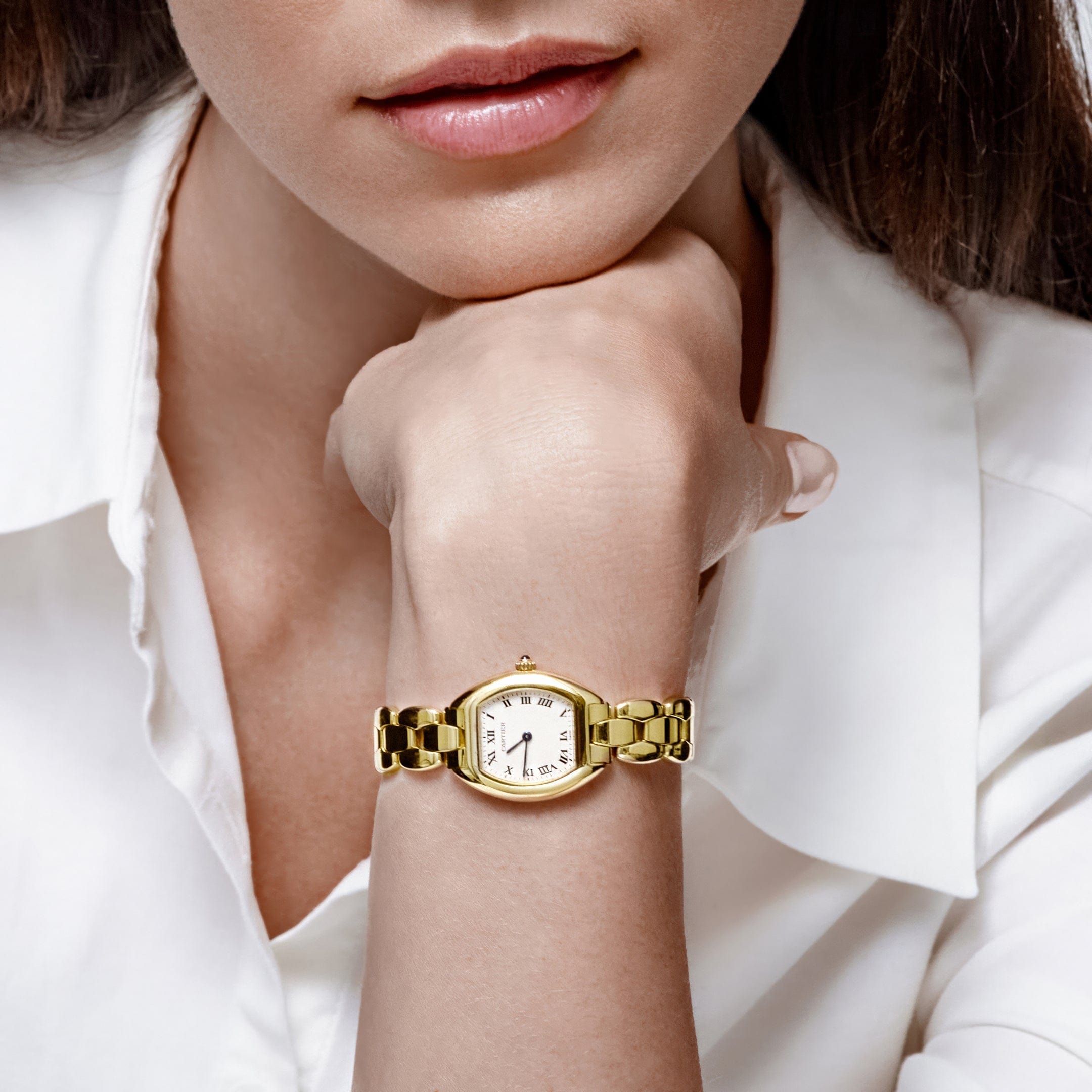 Cartier Tonneau 1945 'Ladies' Yellow Gold Silver Dial Quartz