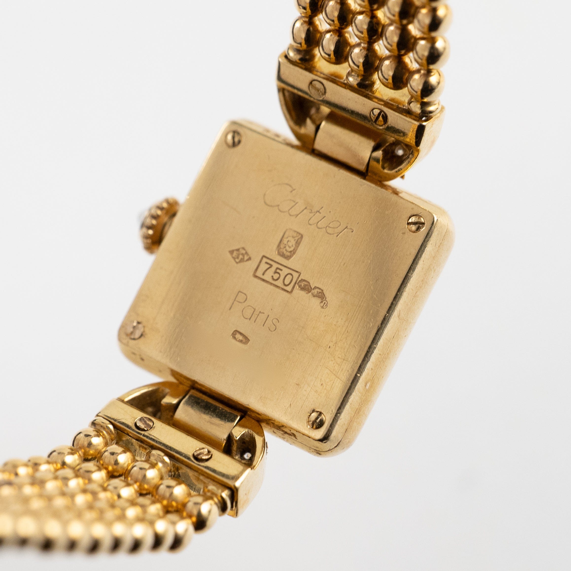 Cartier Trocadéro Vintage 'Ladies' Yellow Gold White Dial Diamond Bezel