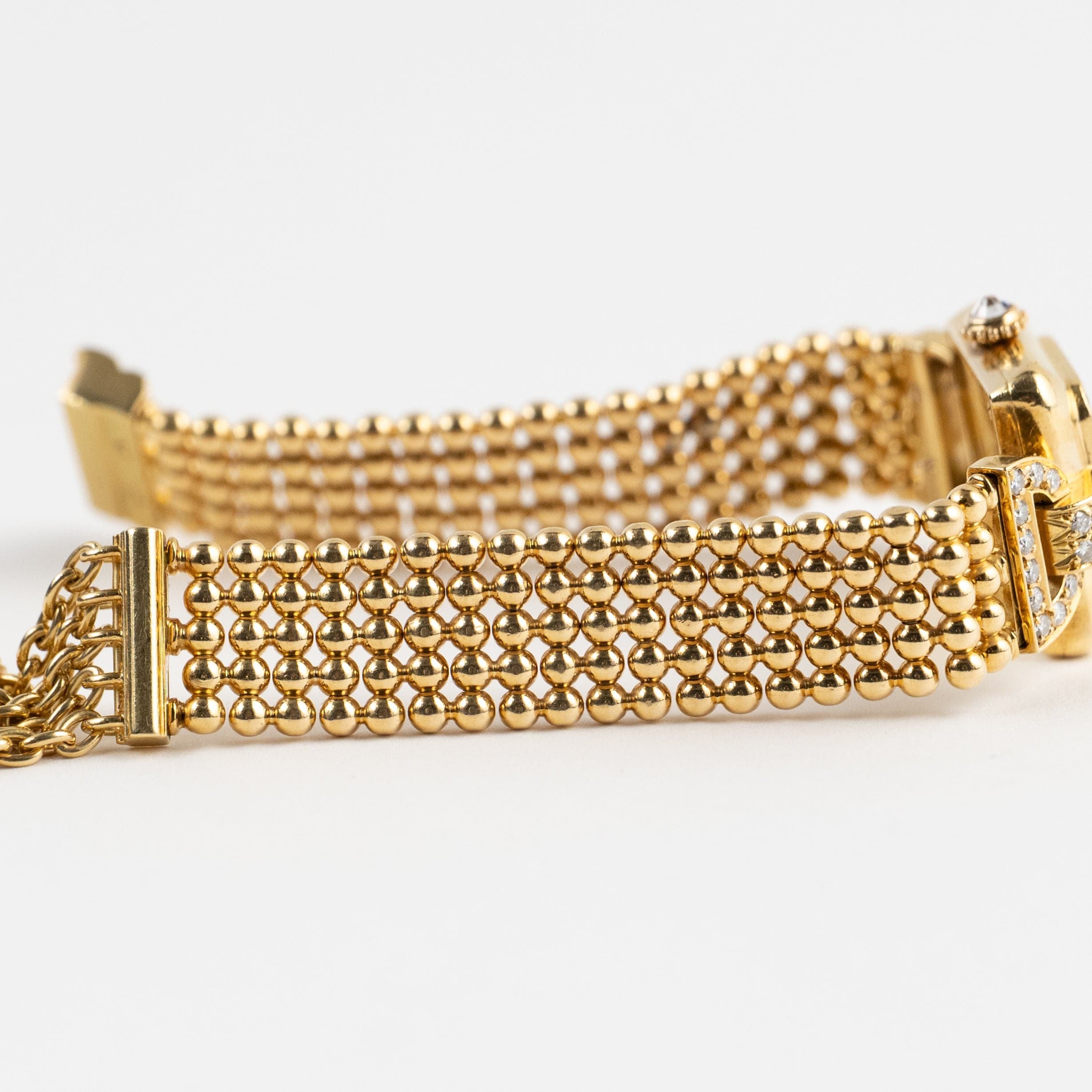 Cartier Trocadéro Vintage 'Ladies' Yellow Gold White Dial Diamond Bezel
