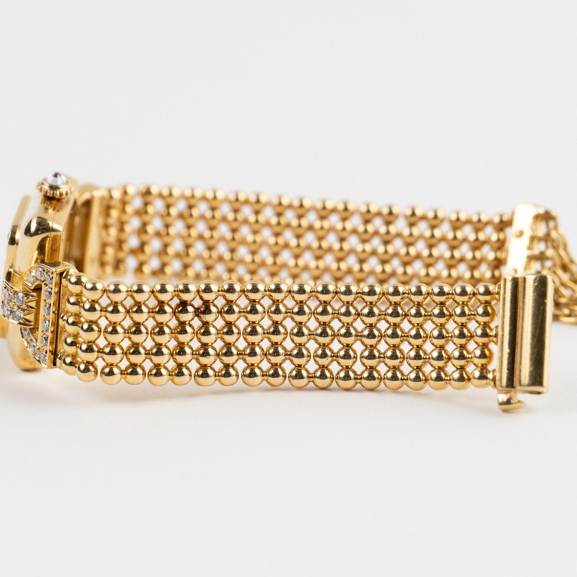 Cartier Trocadéro Vintage 'Ladies' Yellow Gold White Dial Diamond Bezel