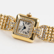 Cartier Trocadéro Vintage 'Ladies' Yellow Gold White Dial Diamond Bezel