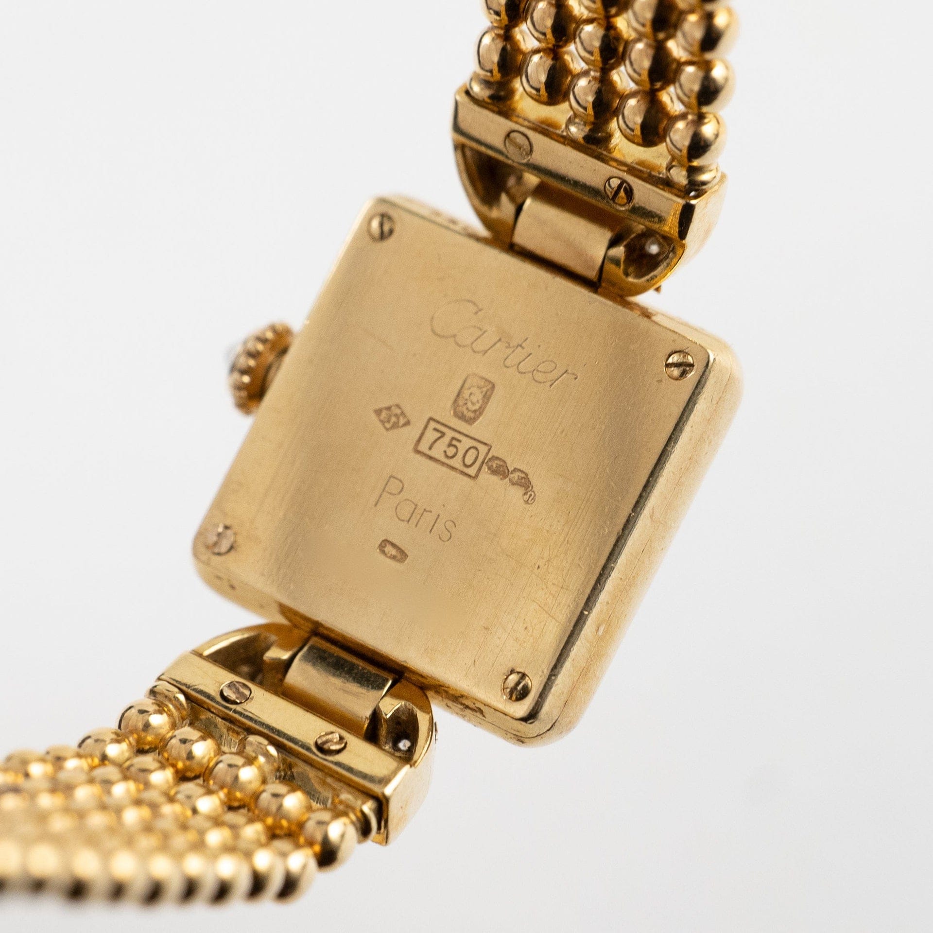 Cartier Trocadéro Vintage 'Ladies' Yellow Gold White Dial Diamond Bezel