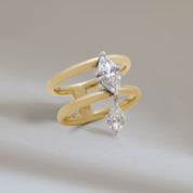 Celestia Diamond Double Drop Ring