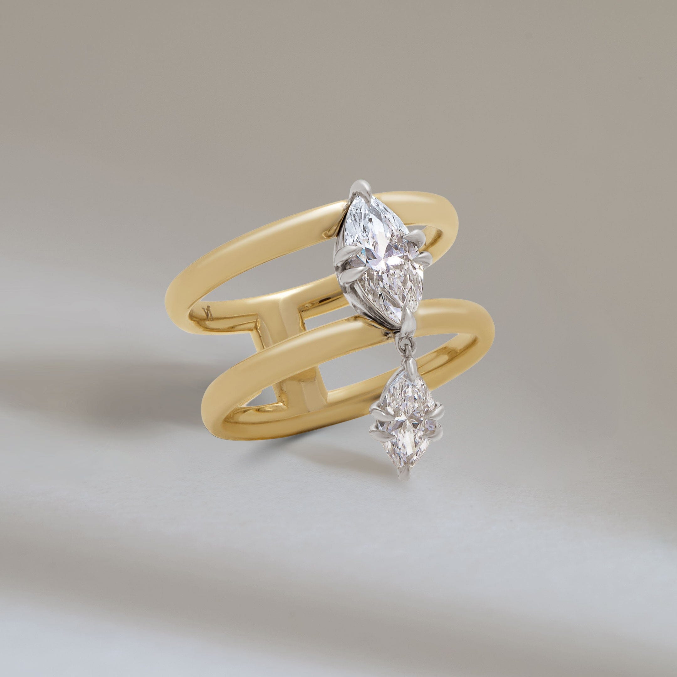 Celestia Diamond Double Drop Ring
