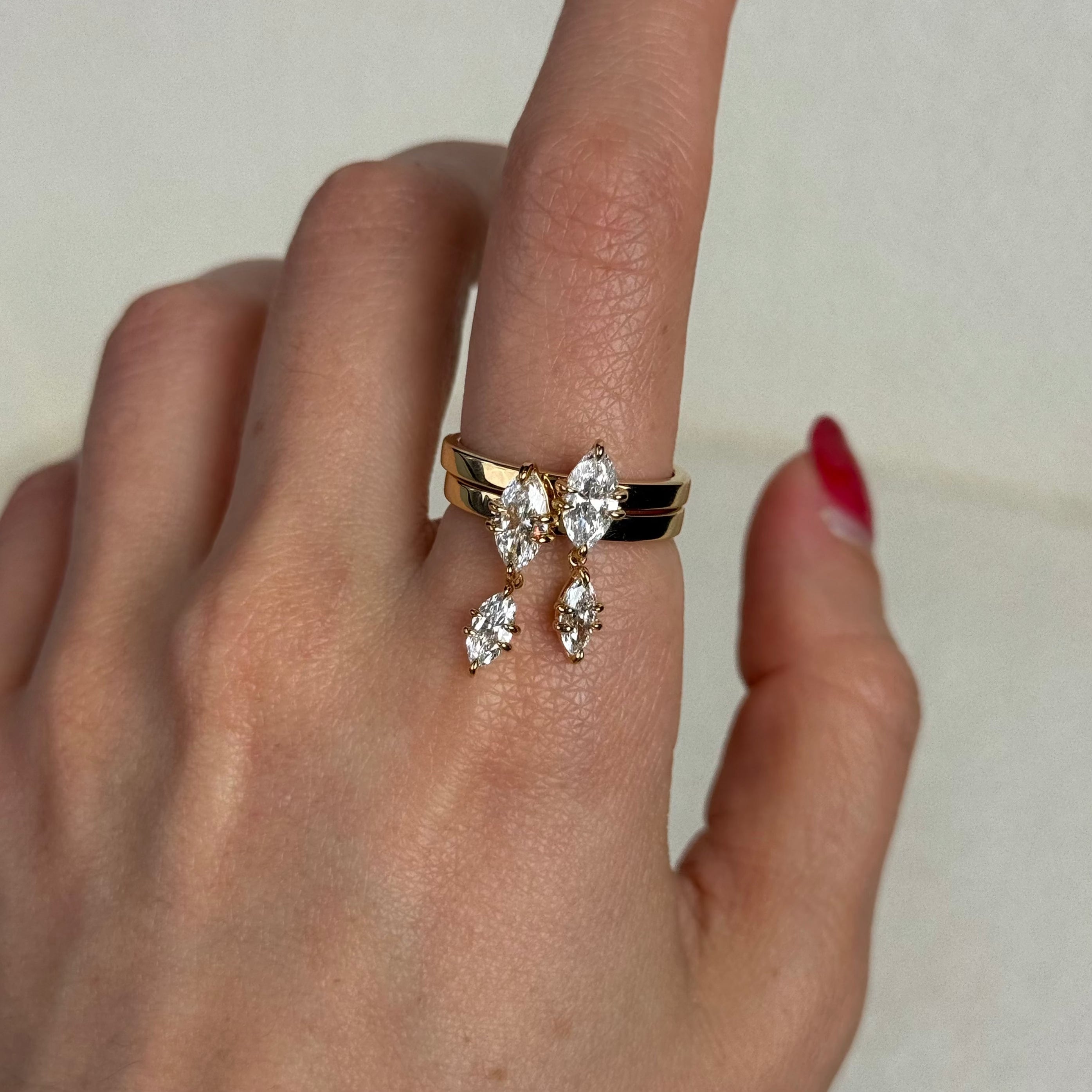 Celestia Diamond Drop Ring in White Gold