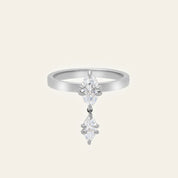 Celestia Diamond Drop Ring in White Gold