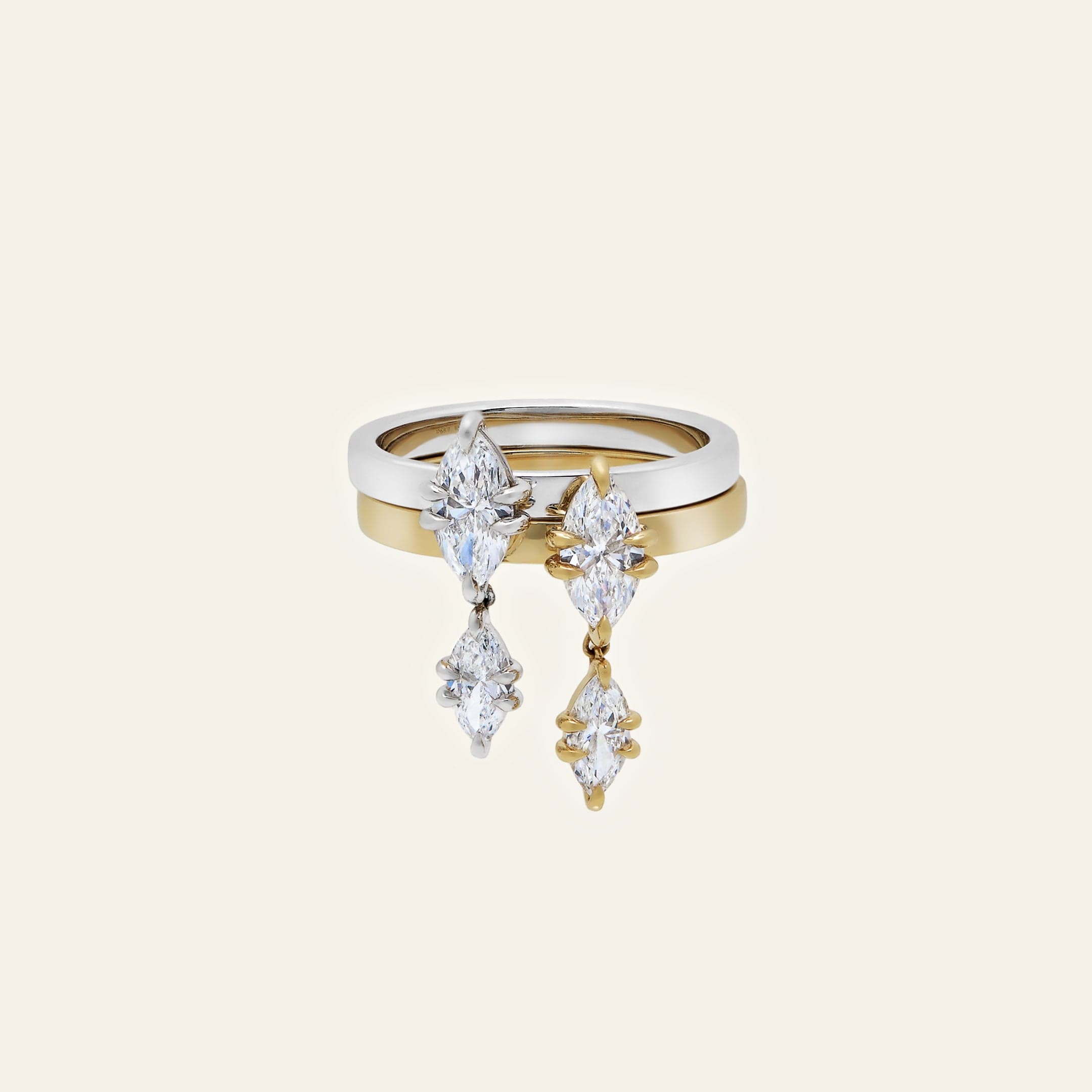 Celestia Diamond Drop Ring in White Gold