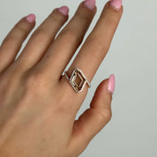Champagne Diamond Halo Ring