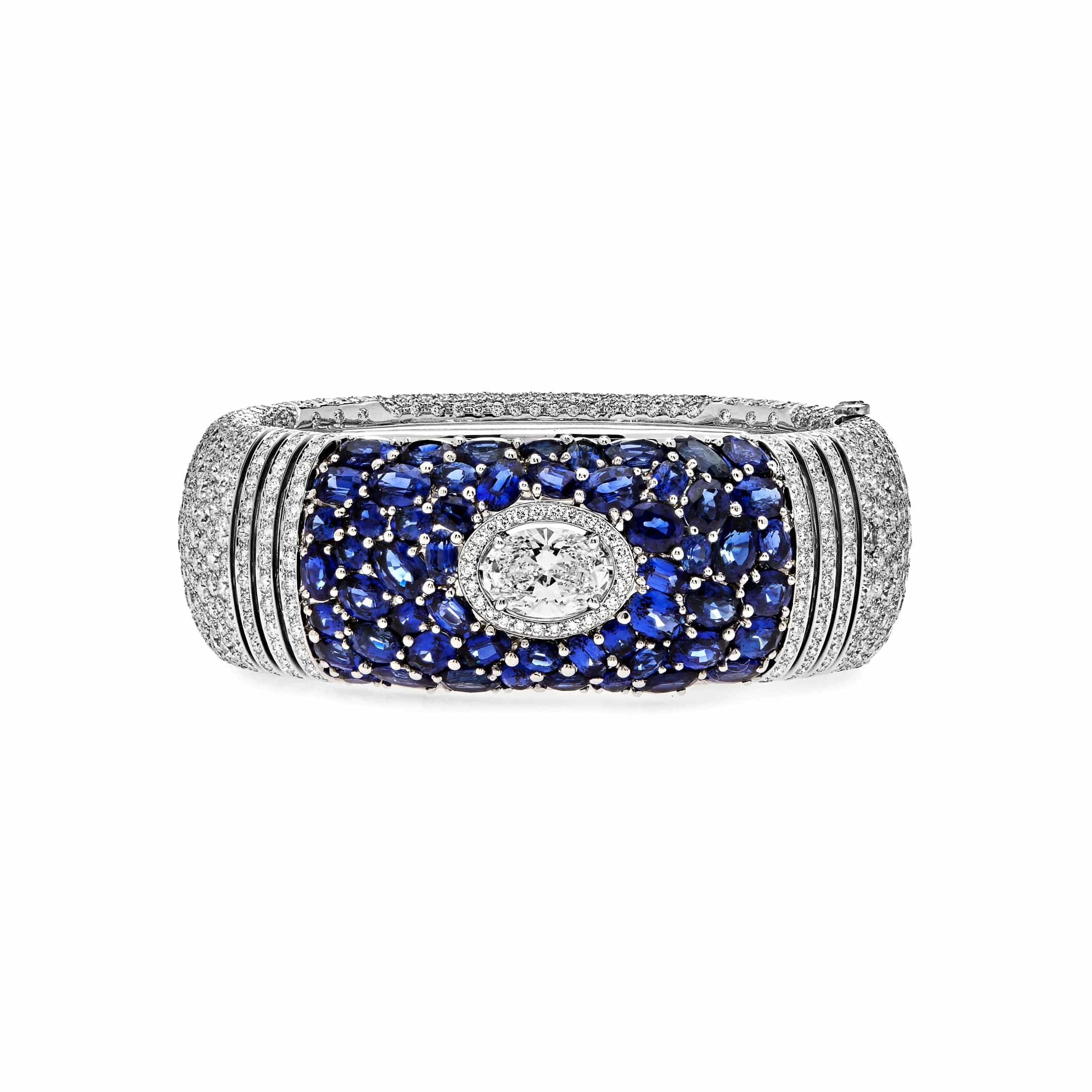 Bracelets Chanel Deep Blue Diamond and Sapphire White Gold Bangle GIA Certified J62577 Wrist Aficionado