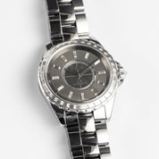 Chanel J12 H3155 Chromatic Ceramic Titanium Grey Baguette Diamond Dial and Bezel