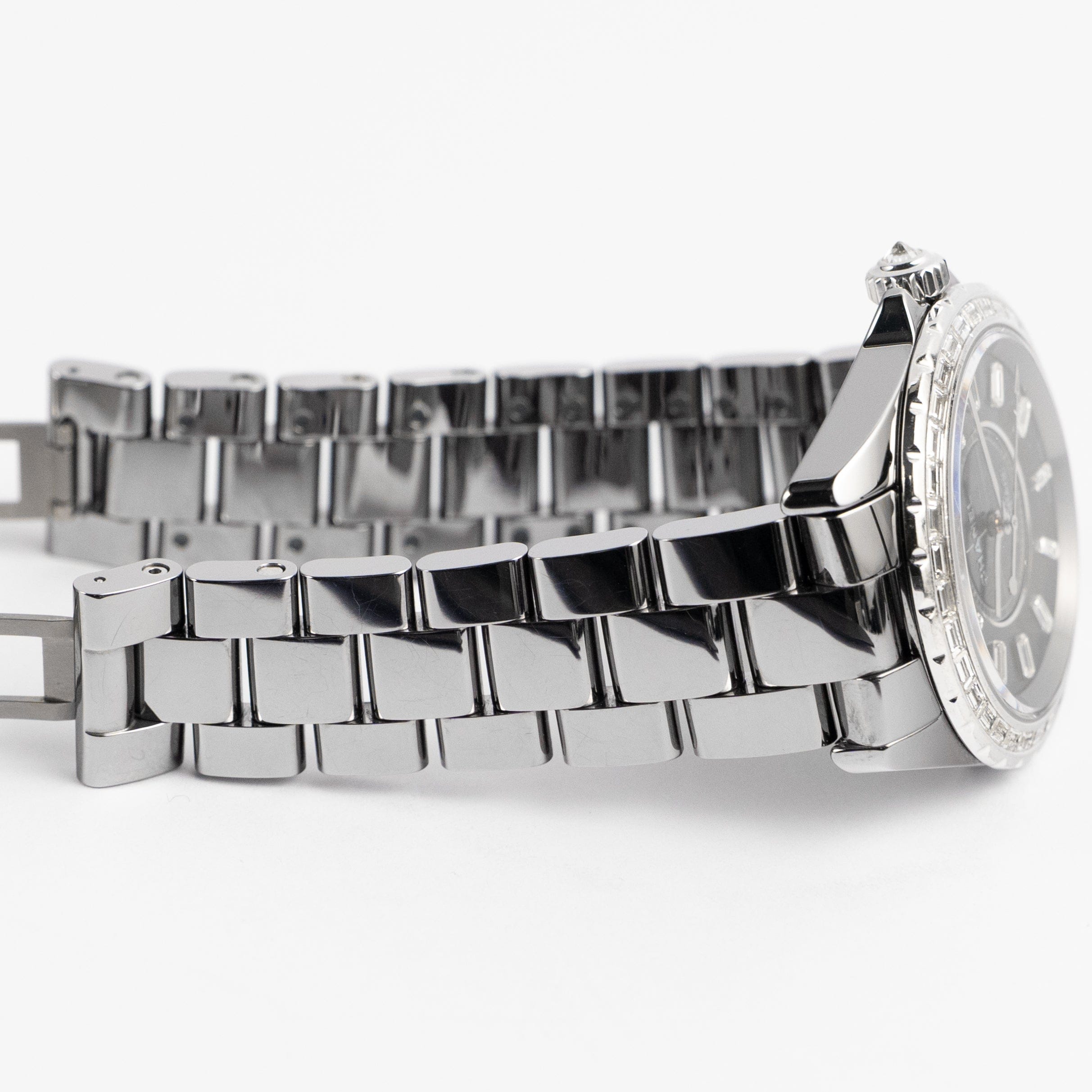 Chanel J12 H3155 Chromatic Ceramic Titanium Grey Baguette Diamond Dial and Bezel