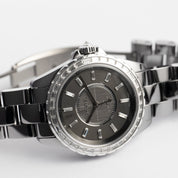 Chanel J12 H3155 Chromatic Ceramic Titanium Grey Baguette Diamond Dial and Bezel