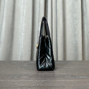 Chanel Nano Kelly Shopper Black Shiny Aged Quilted Calfskin Brushed Gold Hardware