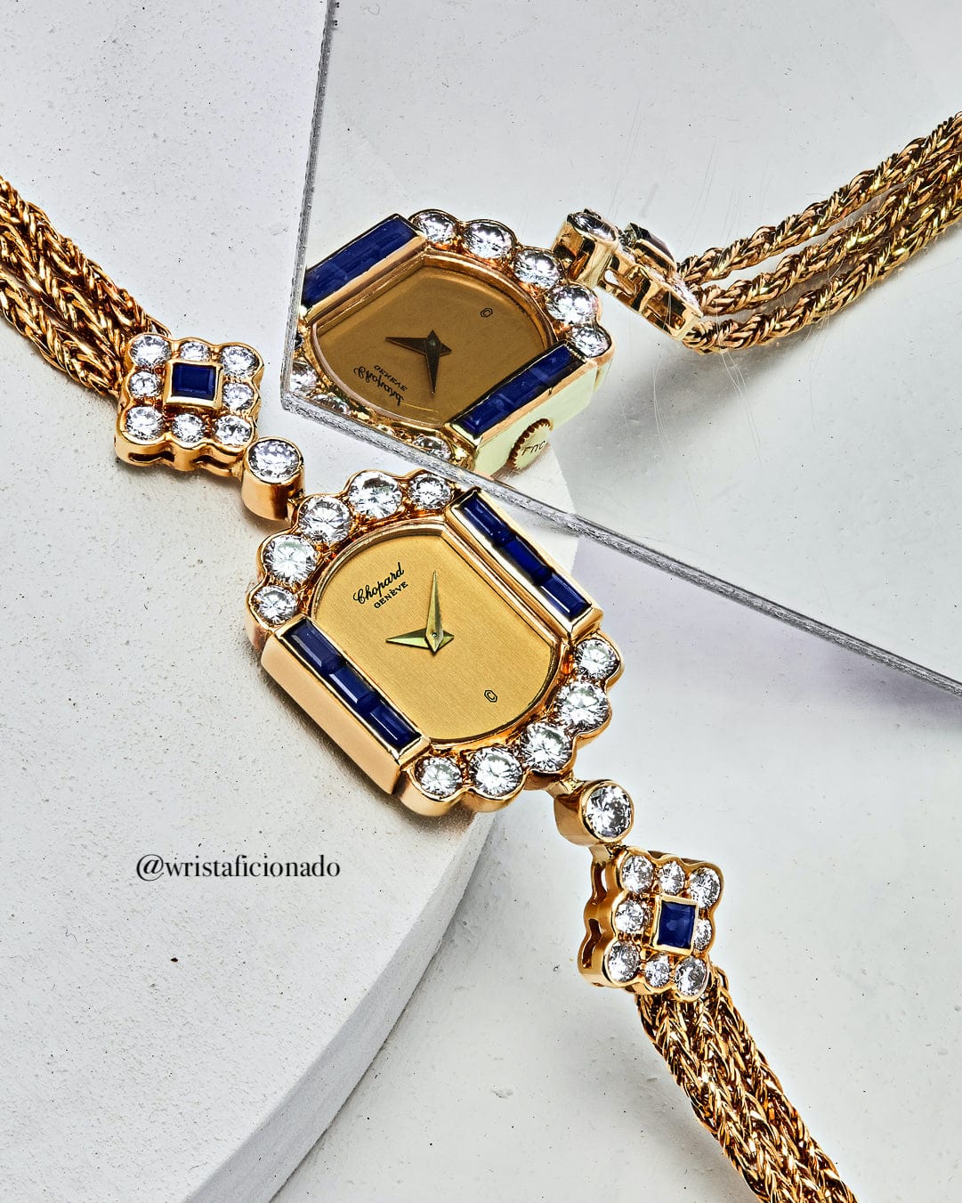 Chopard Vintage 'Ladies' Yellow Gold Blue Sapphire Diamond Watch