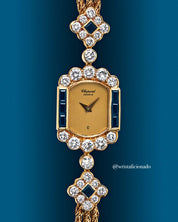 Luxury Watch Chopard Vintage Yellow Gold Blue Sapphire Diamond Watch Wrist Aficionado