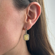 Cushion-Cut Fancy Yellow Diamond Earrings with Pave Halo