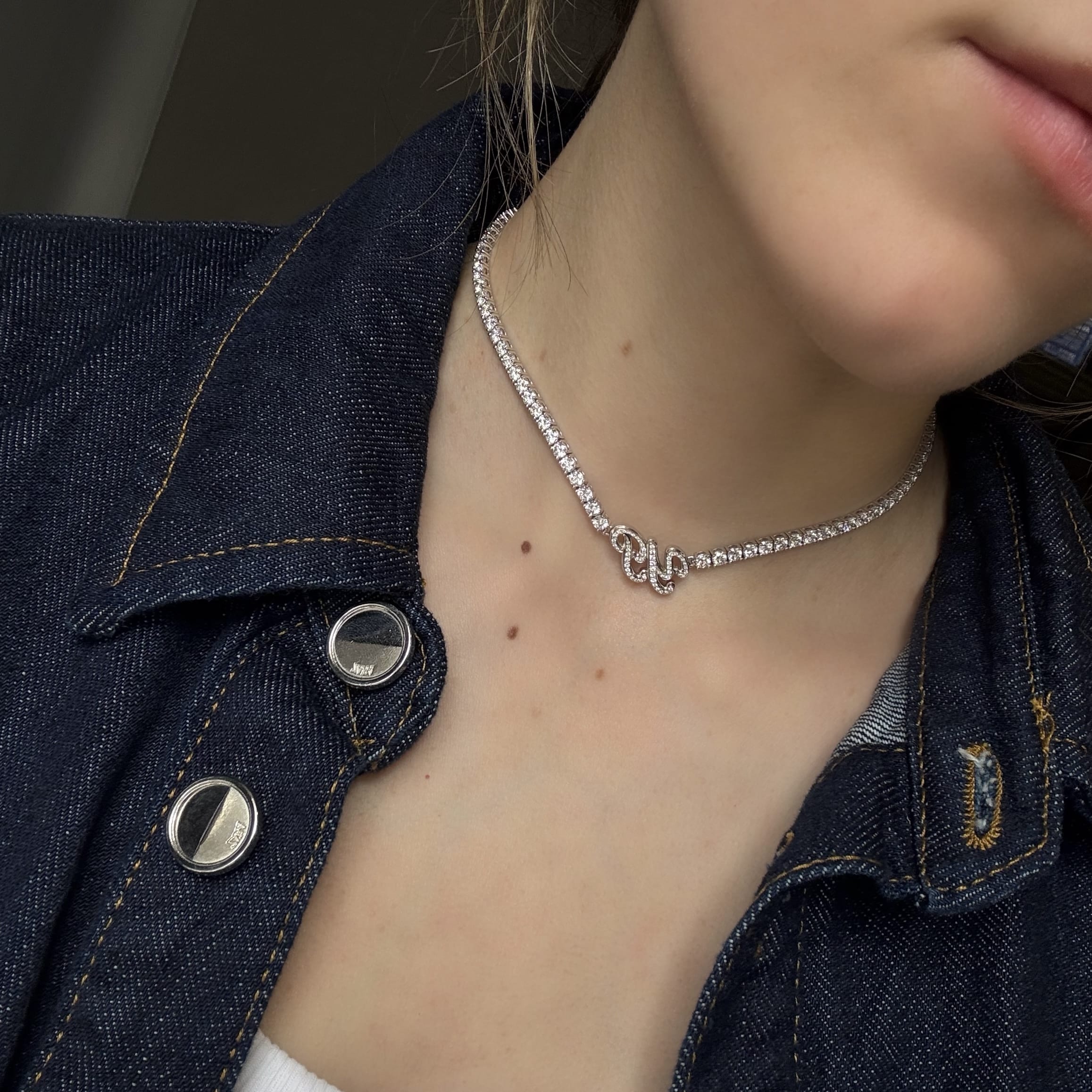 Custom Diamond Initial Choker Necklace