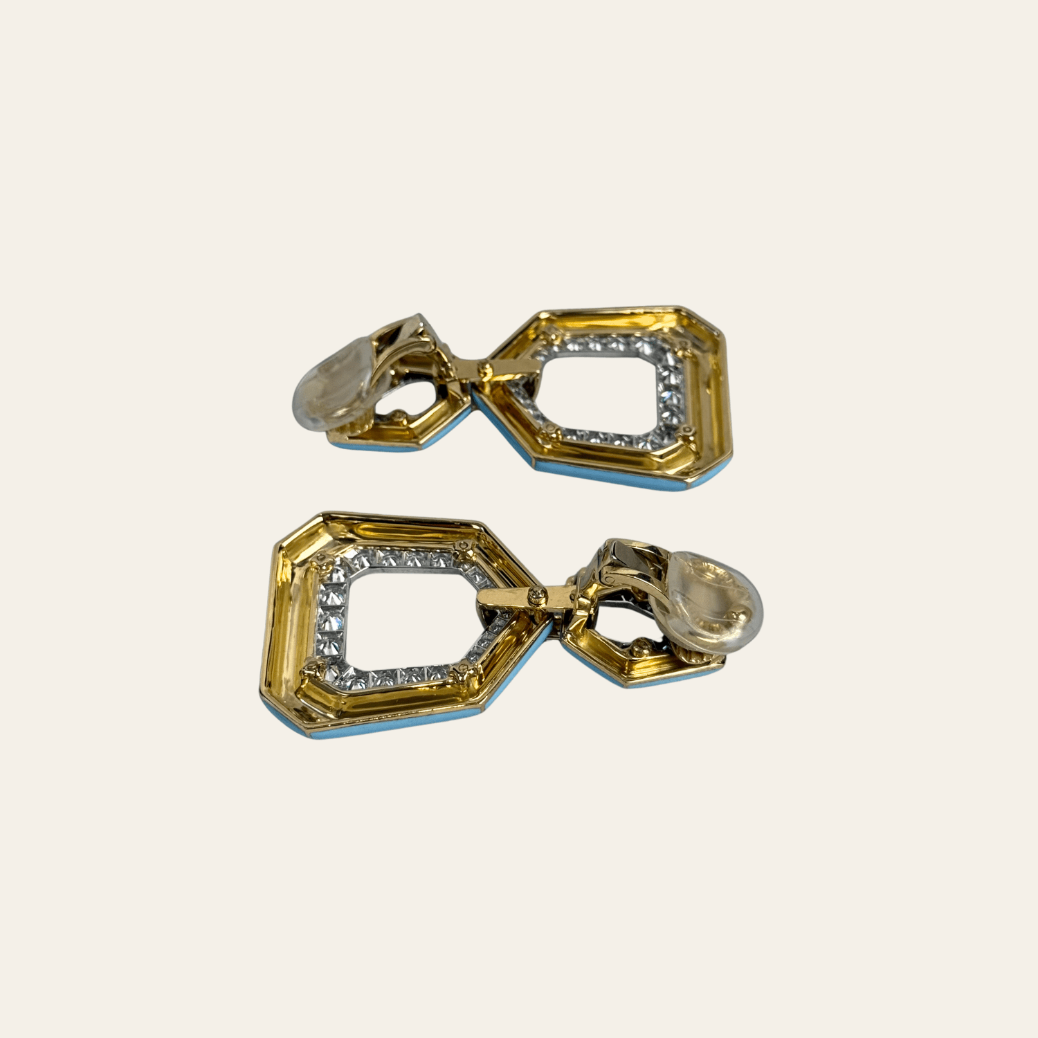 David Webb Bamboo Earrings in Blue Enamel