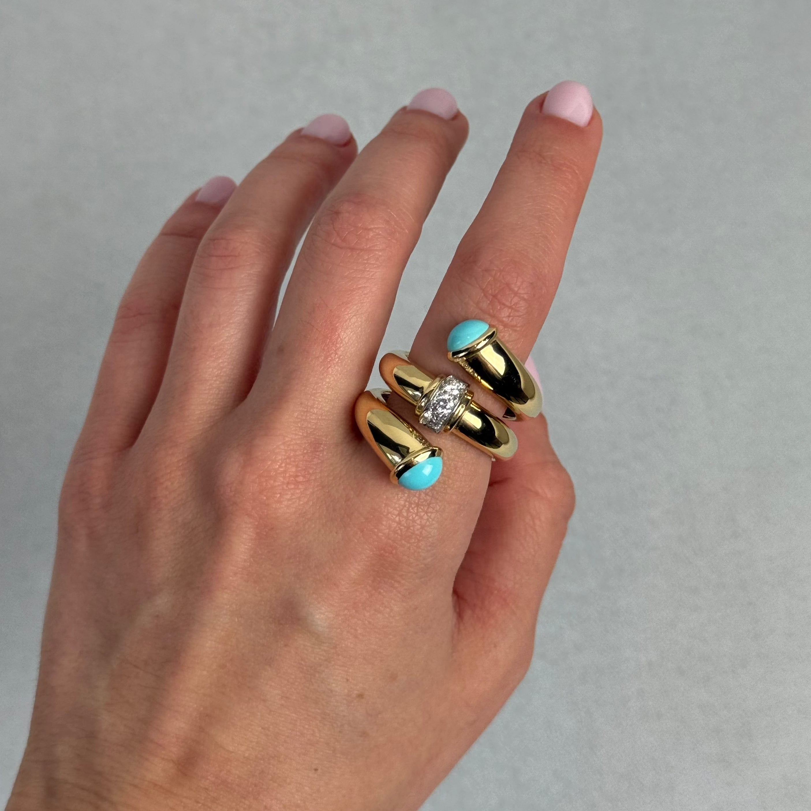 David Webb Turquoise Pipe Ring