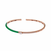 Diamond and Green Enamel Bangle