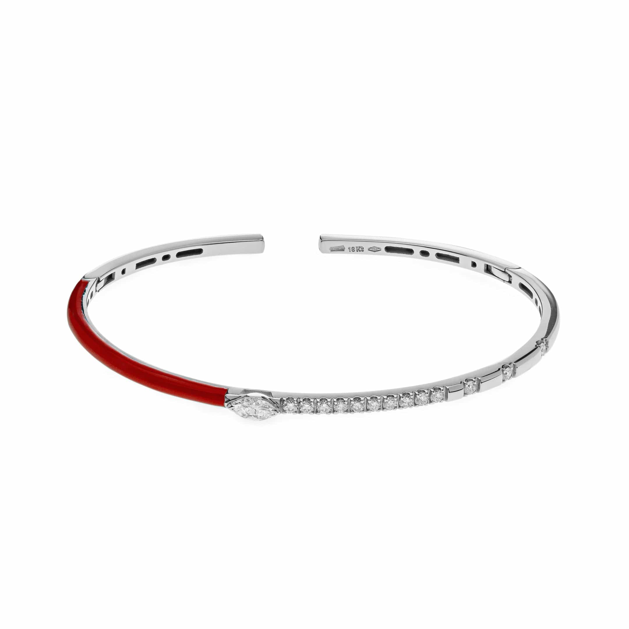 Diamond and Red Enamel Bangle