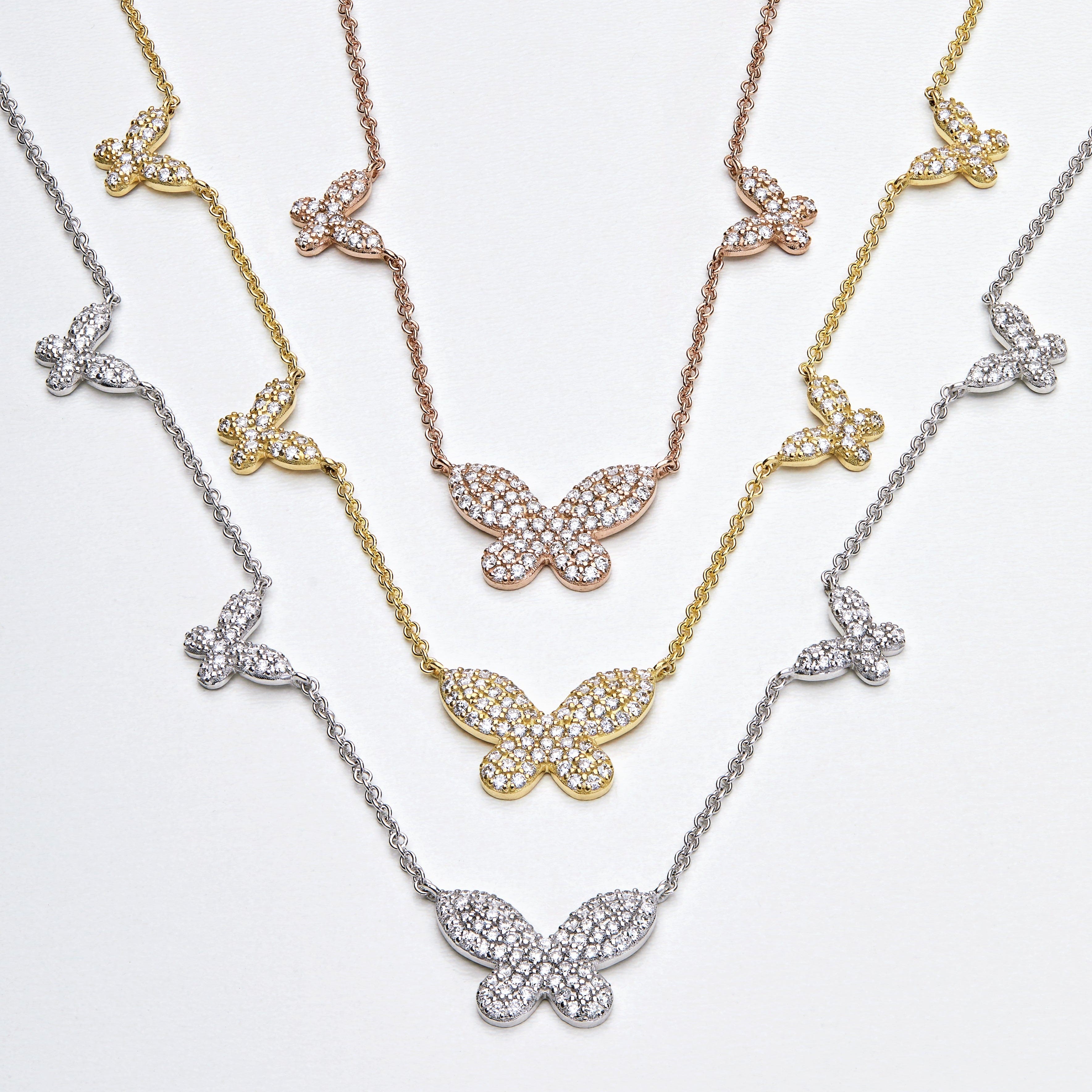 Diamond and Rose Gold Butterfly Necklace