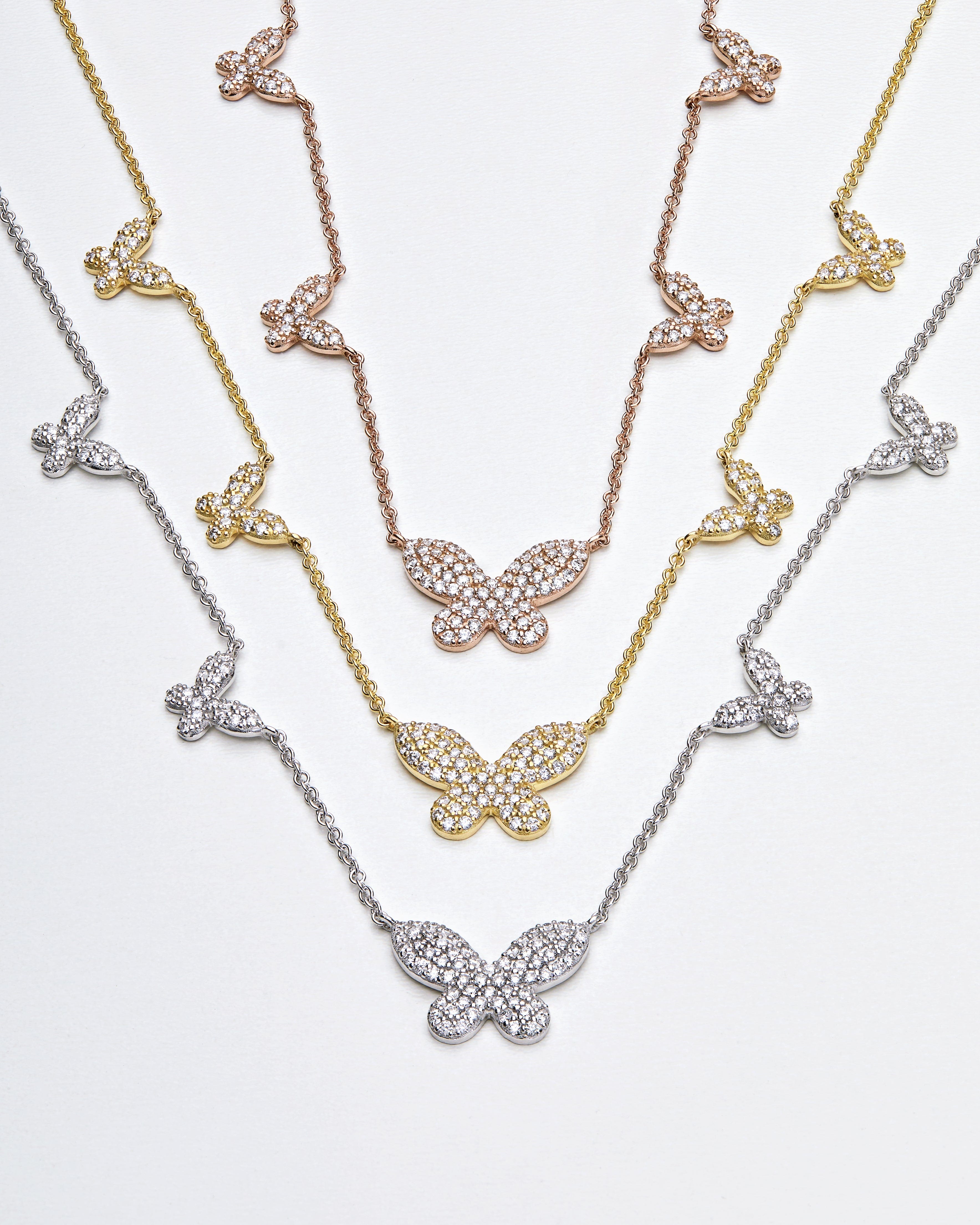 Diamond and Rose Gold Butterfly Necklace